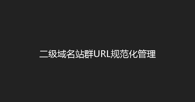 二级域名站群URL规范化管理 封面图