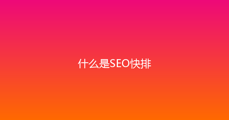 什么是SEO快排 封面图