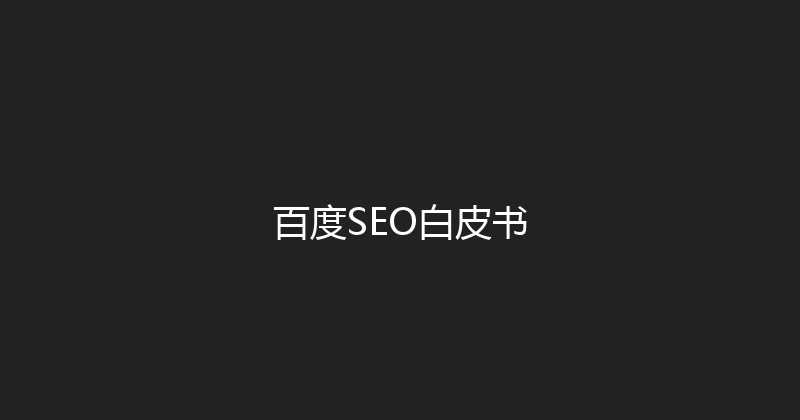 百度SEO白皮书 封面图