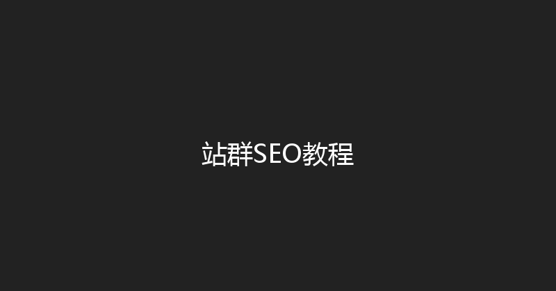 站群SEO教程 封面图
