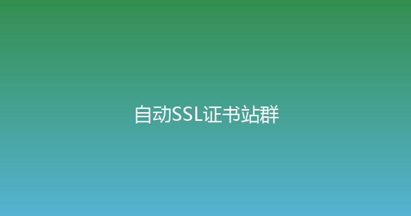 自动SSL证书站群 封面图