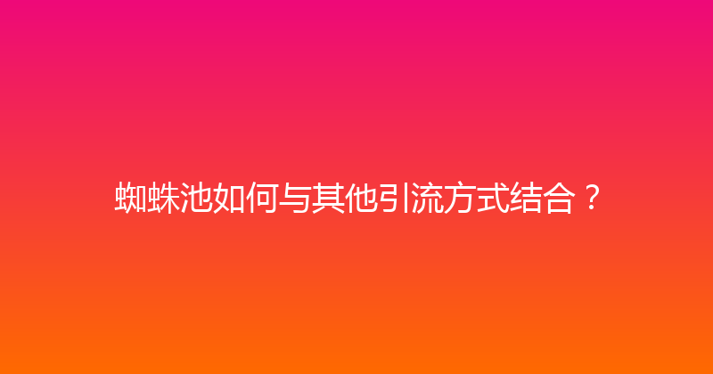 蜘蛛池如何与其他引流方式结合？ 封面图