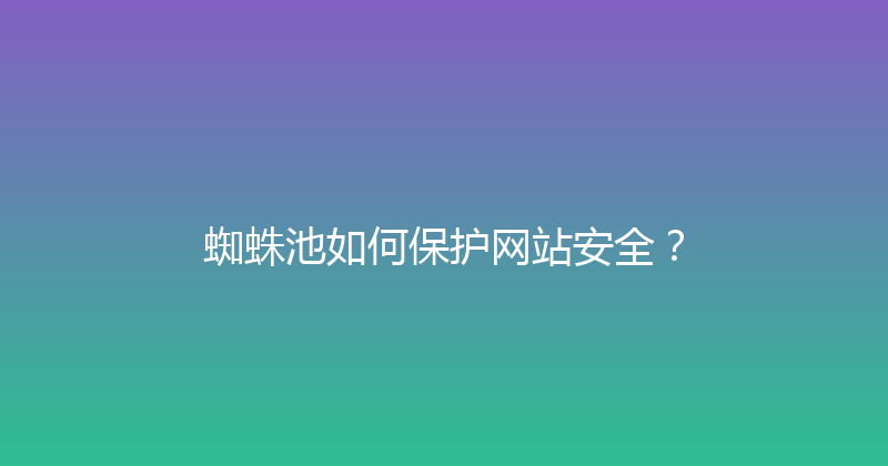 蜘蛛池如何保护网站安全？ 封面图