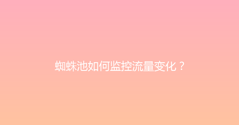 蜘蛛池如何监控流量变化？ 封面图