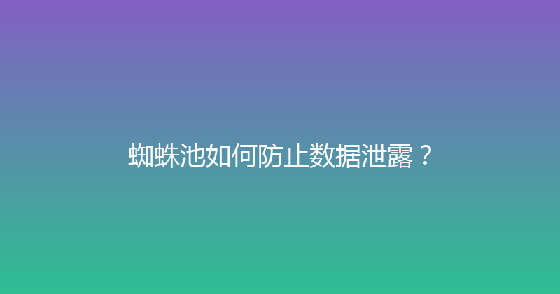蜘蛛池如何防止数据泄露？ 封面图