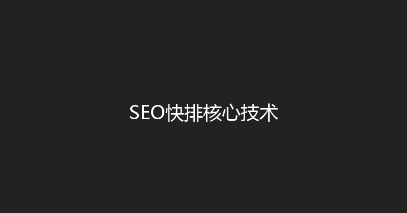 SEO快排核心技术 封面图